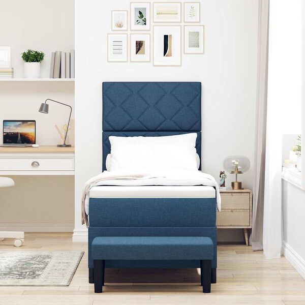 vidaXL Kiemas lova su čiužiniu Mėlyna 80 x 200 cm audinys