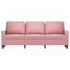 vidaXL Trivietė sofa, rožinės spalvos, 180cm, aksomas
