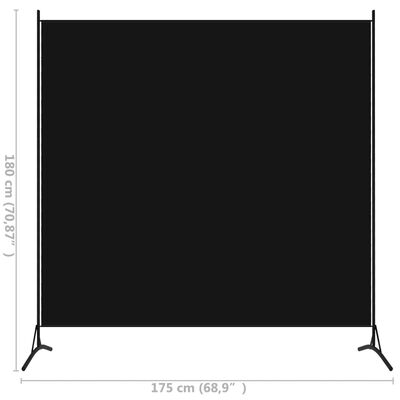 vidaXL Kambario pertvara, juodos spalvos, 175x180cm, audinys