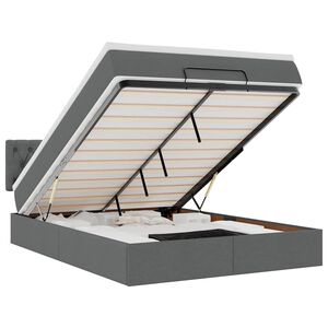 vidaXL Osmanų lova su čiužiniu ir LED tamsiai pilka 140x190cm audinys