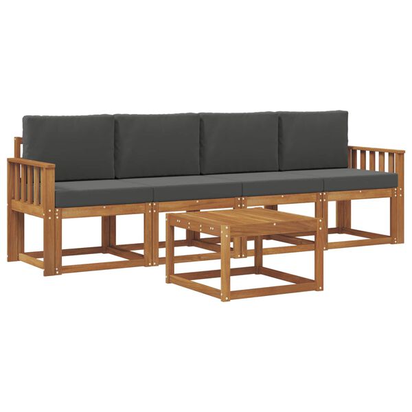 vidaXL Lauko sofos komplektas su pagalve 5 pcs Natūralus ir antracitas