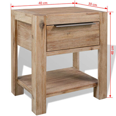 vidaXL Naktinis staliukas, masyvi akacijos mediena, 40x30x48 cm
