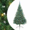 vidaXL Dirbtinis prie&scaron;&scaron;ventinis eglutė su &scaron;viesomis Žalia 240 cm PVC