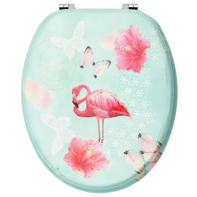 vidaXL Klozeto sėdynė su dangčiu, MDF, su flamingais