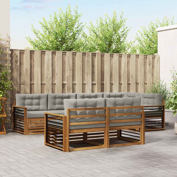 vidaXL Lauko sofos komplektas 7 pcs Natūrali ir &scaron;viesiai pilka