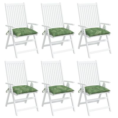 vidaXL Kėdės pagalvėlės, 6vnt., 40x40x7cm, audinys, su lapais