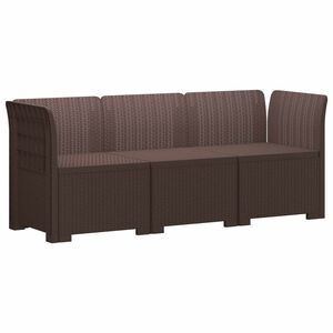 vidaXL 3-Vietis Sodo Sofa Ratanų I&scaron;vaizda PP Ruda