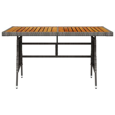 vidaXL Sodo stalas, pilkas, 130x70x72cm, poliratanas ir akacija