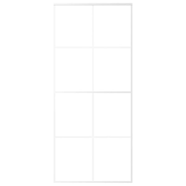 vidaXL Stumdomos durys, baltos, 90x205cm, ESG stiklas ir aliuminis