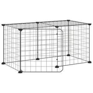 vidaXL Augintinių narvas, 8 segmentai, juodas, 70x35x35cm, plienas