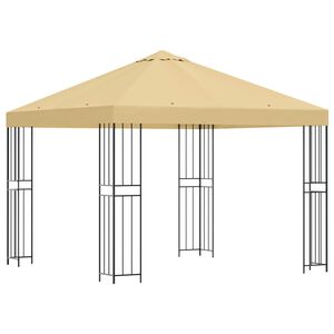 vidaXL Pavėsinė 3 x 3 m Kreminė Poliesteris ir plienas 190 gsm