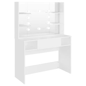 vidaXL Kosmetinis staliukas su LED, baltas, 100x40x135cm, MDF