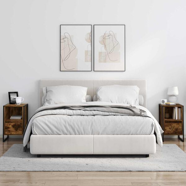 vidaXL Naktinis staliukas su stalčių Dūminis ąžuolas 39,5 x 30 x 50 cm