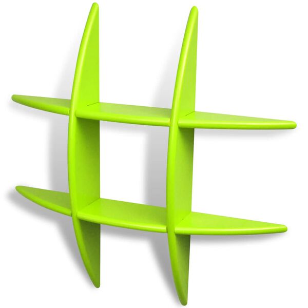 Pakabinama sieninė eksponavimo lentyna, žalios spalvos, MDF