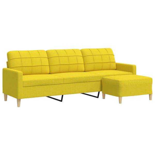 vidaXL Trivietė sofa su pakoja, &scaron;viesiai geltona, 210cm, audinys