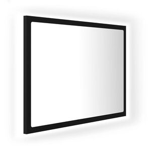 vidaXL Vonios kambario LED veidrodis, juodas, 60x8,5x37cm, akrilas