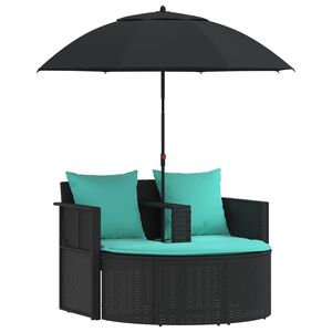vidaXL Sodo sofa 8 vnt. poliratanas Juoda ir turkio