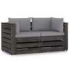 vidaXL Dvivietė sodo sofa su pagalvėlėmis, pilkai impregnuota mediena