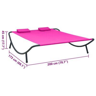vidaXL Lauko poilsio gultas, rožinės spalvos, audinys