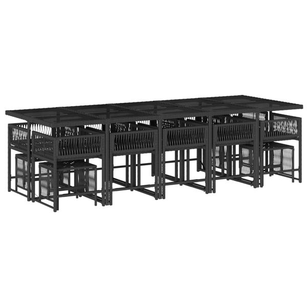 vidaXL Sodo komplektas su pagalvėlėmis, 15 dalių, juodas, poliratanas