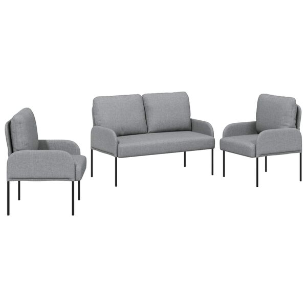 vidaXL Sofų komplektai 3 pcs &Scaron;viesiai pilka 115 x 56 x 80 cm fanera
