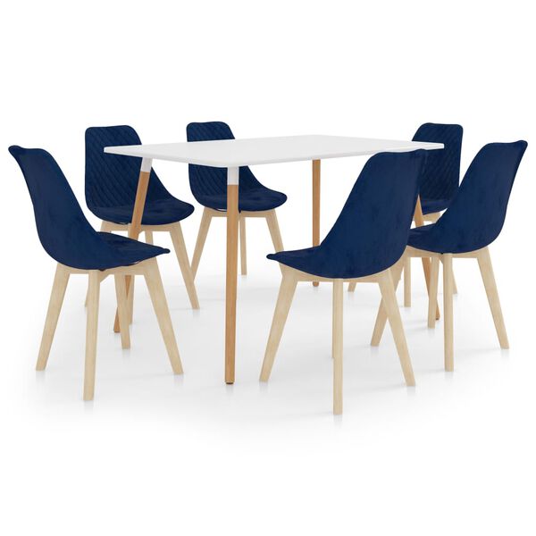 vidaXL Valgomojo baldų komplektas, 7 dalių, mėlynas (287242+3x289150)