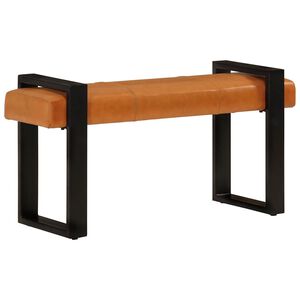 vidaXL Suoliukas, juodos ir rudos spalvos, 110cm, tikra ožkos oda