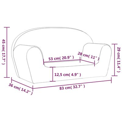 vidaXL Dvivietė vaikiška sofa, šviesiai pilka, minkštas pliušas
