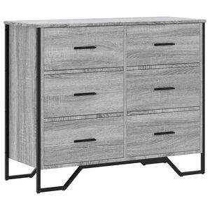 vidaXL Komoda su stalčiais, pilka ąžuolo, 91x35,5x74,5cm, mediena