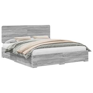 vidaXL Lovos rėmas Pilkas Sonoma 200 x 200 cm Apdirbta mediena