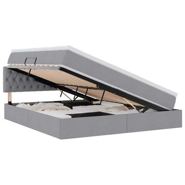 vidaXL Lova su daiktų laikymo vieta ir LED &Scaron;viesiai pilka 160 x 200 cm