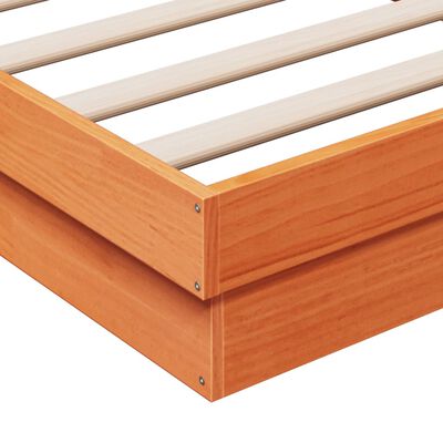 vidaXL LED lovos rėmas, vaško rudas, 90x200cm, pušies medienos masyvas