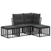 vidaXL Lauko sofos komplektas su pagalve 4 pcs Juoda Poliesteris
