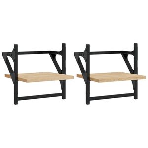 vidaXL Sieninės lentynos su skersiniais, 2vnt., ąžuolo, 30x25x30cm