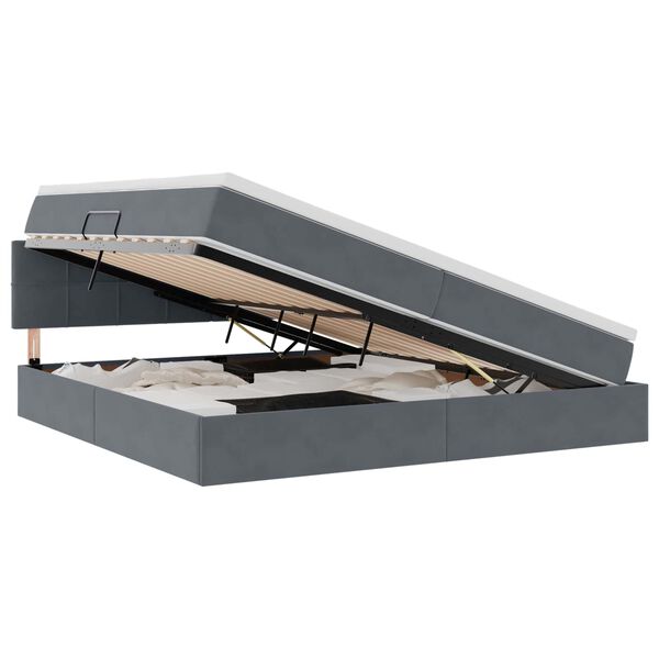 vidaXL Saugos lova su čiužiniu Tamsiai pilka 200 x 200 cm Aksomas