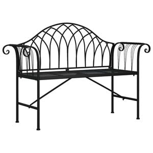 vidaXL Dvivietis sodo suoliukas, juodos spalvos, 128cm, plienas