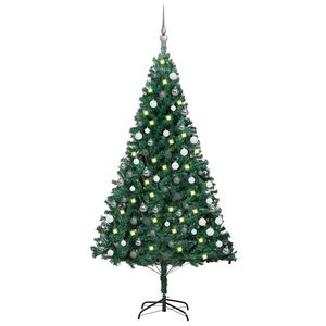 vidaXL Dirbtinė Kalėdų eglutė su žaisliukais, žalia, 120cm, PVC