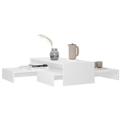 vidaXL Sudedamų kavos staliukų rinkinys, baltas, 100x100x26,5cm, MDP