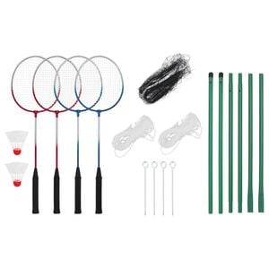 vidaXL Badmintono rinkinys su 4 raketėmis ir tinkleliu, 620x151cm
