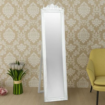 vidaXL Pastatomas veidrodis, barokinio stiliaus, 160x40 cm, baltas