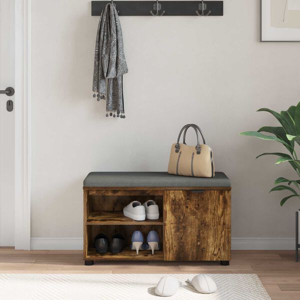 vidaXL Koridoriaus suolas su pagalve Rūkyta ąžuolas 80 x 38 x 46 cm