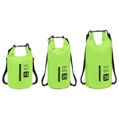 vidaXL Vandeniui atsparus krepšys su užtrauktuku, žalias, PVC, 20l
