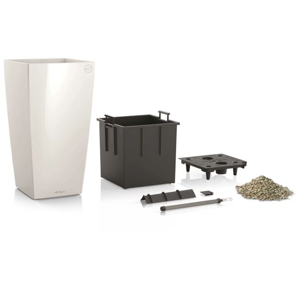 LECHUZA Vazonas Cubico 40 ALL-IN-ONE, baltas, ypač blizgus, 18191