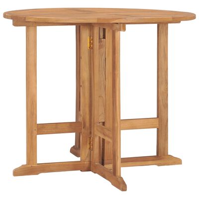 vidaXL Sulankstomas sodo stalas, 90x75cm, tikmedžio medienos masyvas