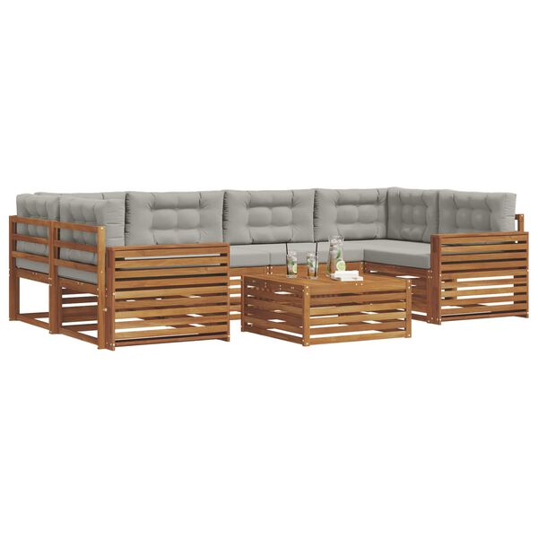 vidaXL Lauko sofos komplektas 7 pcs Natūrali ir &scaron;viesiai pilka