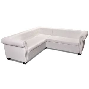 vidaXL Chesterfield penkiavietė kampinė sofa, dirbtinė oda, balta