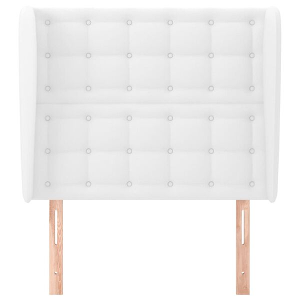 vidaXL Galvūgalis su auselėmis, baltas, 93x23x118/128cm, dirbtinė oda