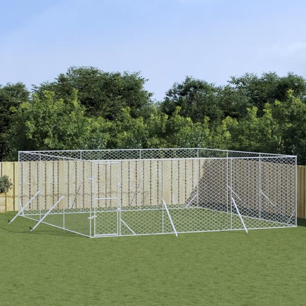 vidaXL Lauko voljeras &scaron;unims, sidabrinis, 6x6x2m, plienas