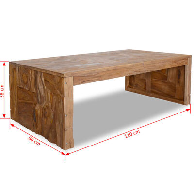 vidaXL Kavos staliukas, erozijos efektas, tikmedžio med., 110x60x38cm
