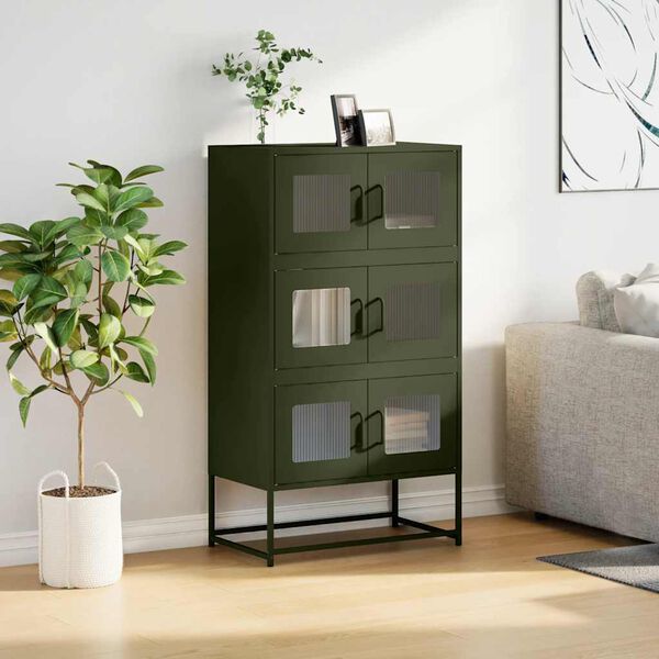 vidaXL Highboard Olive Green 68x39x123 cm Plienas